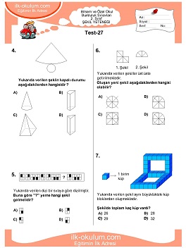 ilkokul 1. Sınıf Bilsem Zeka Testi 